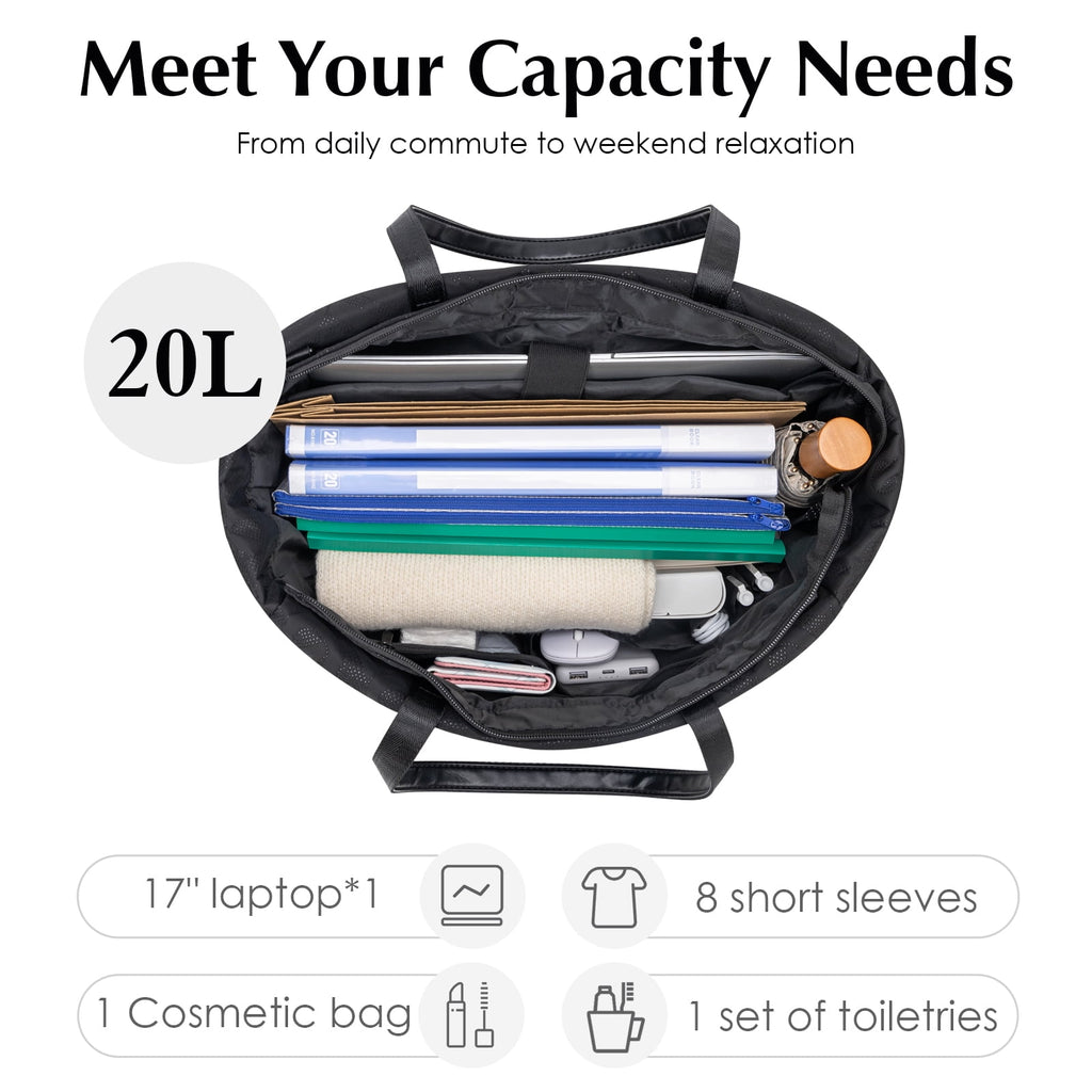 Tote Bag with Compartments for Women Top Handle Satchel Purse, Kabaqoo shoulder tote bag black