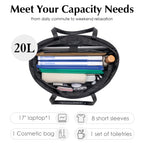 Tote Bag with Compartments for Women Top Handle Satchel Purse, Kabaqoo shoulder tote bag black