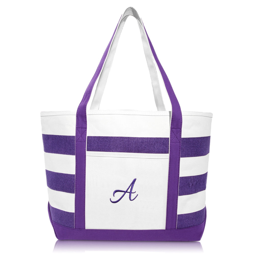 DALIX Monogrammed Beach Bag and Totes for Women Personalized Gifts Purple A