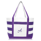 DALIX Monogrammed Beach Bag and Totes for Women Personalized Gifts Purple A